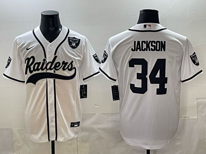 Men 2025 Oakland Raiders #34 Jackson white 3th generation Joint Name Nike Limited NFL Jersey style 04